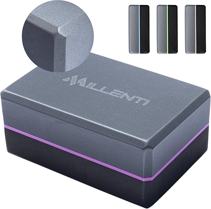 Millenti Gray Black Yoga Block Yoga Brick - Sold as Single EVA Foam Block, Bevelled Edge, Non-Slip, Latex-Free Block with ...
