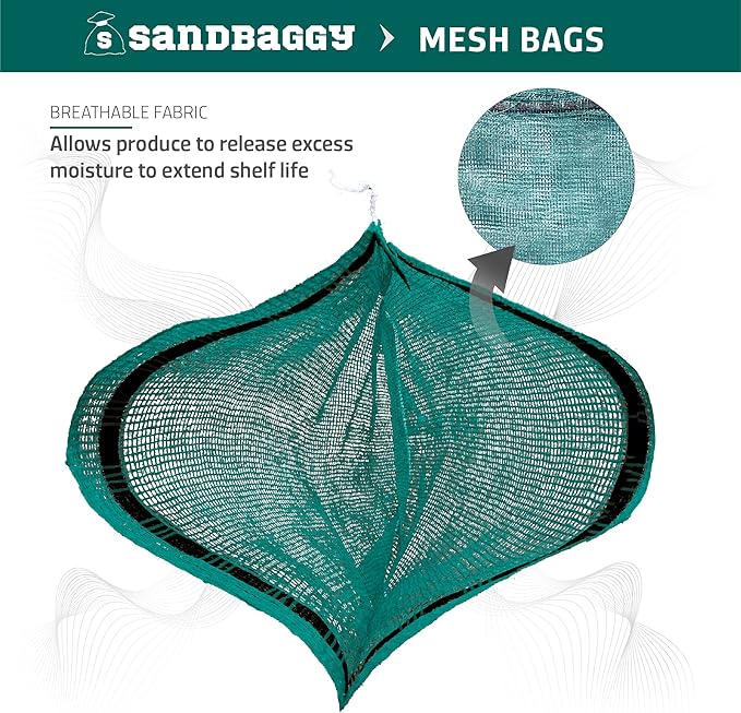 Sandbaggy Mesh Onion Produce Bags | XXL 24" x 35 Inch Bags | 50 lb Capacity | Breathable Fabric | Great for Packaging Produce & Fruit (Pack of 50)