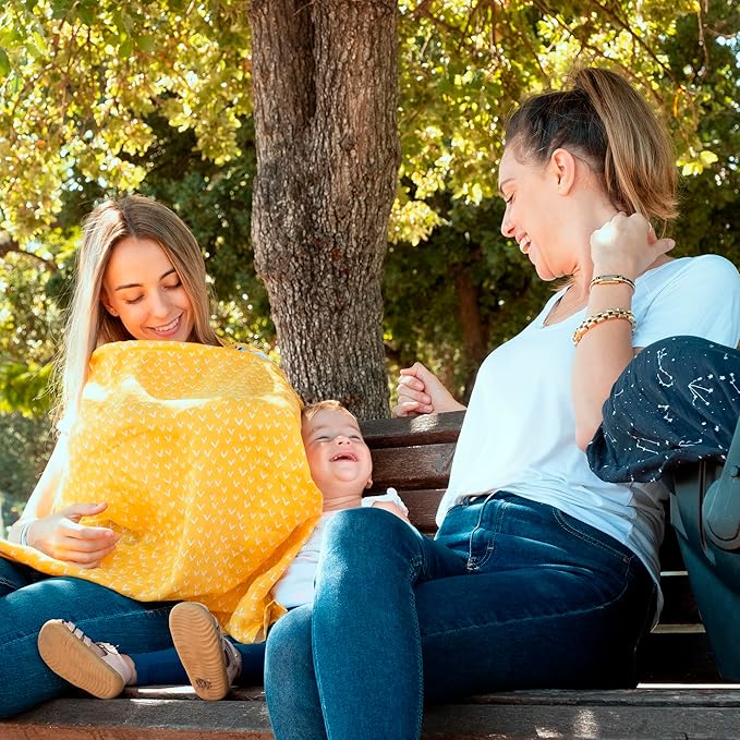 San Francisco Baby Nursing Cover, Breathable 360° Nursing Cover Up, Privacy Breastfeeding Blanket - Luxury Yellow