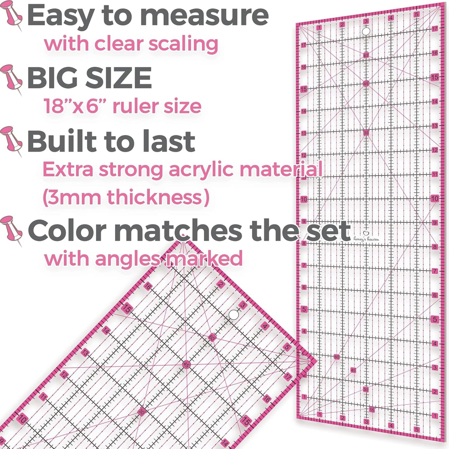 Rotary Cutter Set pink - Quilting Kit incl. 45mm Rotary Cutter, 5 Replacement Blades, A2 Cutting Mat, Acrylic Ruler and Craft Clips - Ideal for Crafting, Sewing, Patchworking, Crochet & Knitting