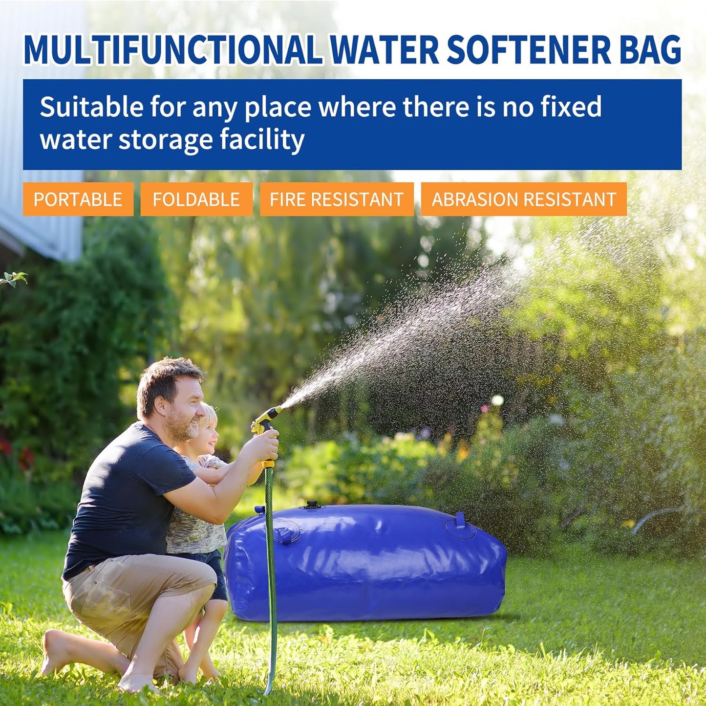 400 L/100 gal Water Bladder Storage Containers, Foldable Portable Water Tank Large Capacity Soft Water Bag, Drought Resistance, Fire Prevention, Emergency Water