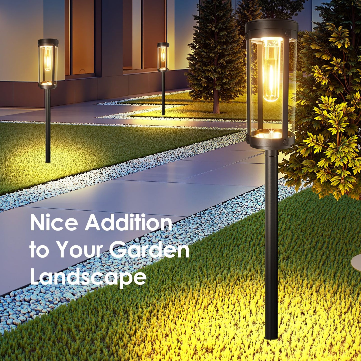 Solar Pathway Lights Outdoor: 8 Pack Upgraded Solar Lights Outdoor Waterproof - Up To 15 Hrs Bright Modern Path Light For Garden Yard Patio Driveway Walkway Sidewalk Landscape Lighting Outside Decor