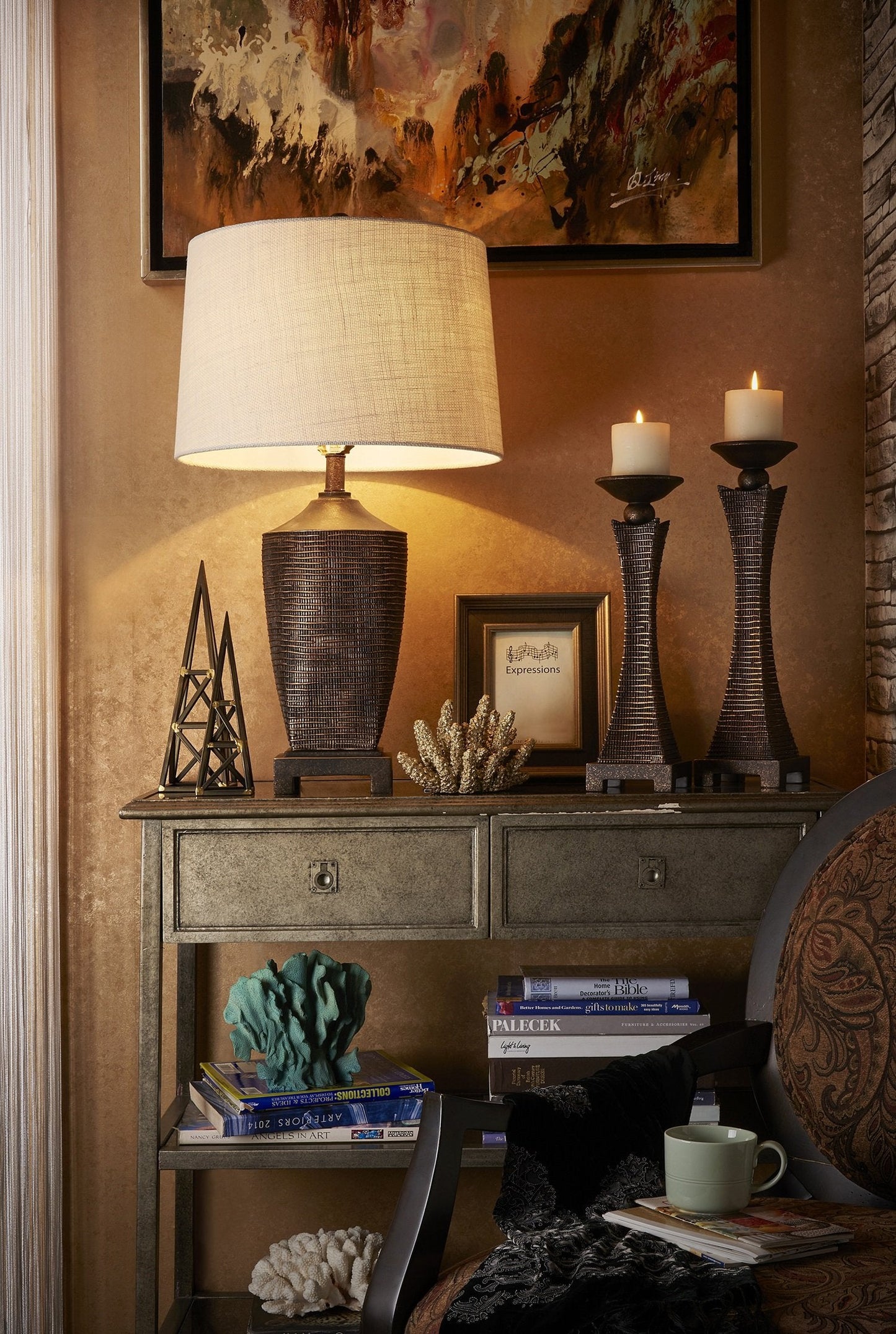 OK Lighting Kayan Table Lamp 30in H Resin Brown Model OK-4287T