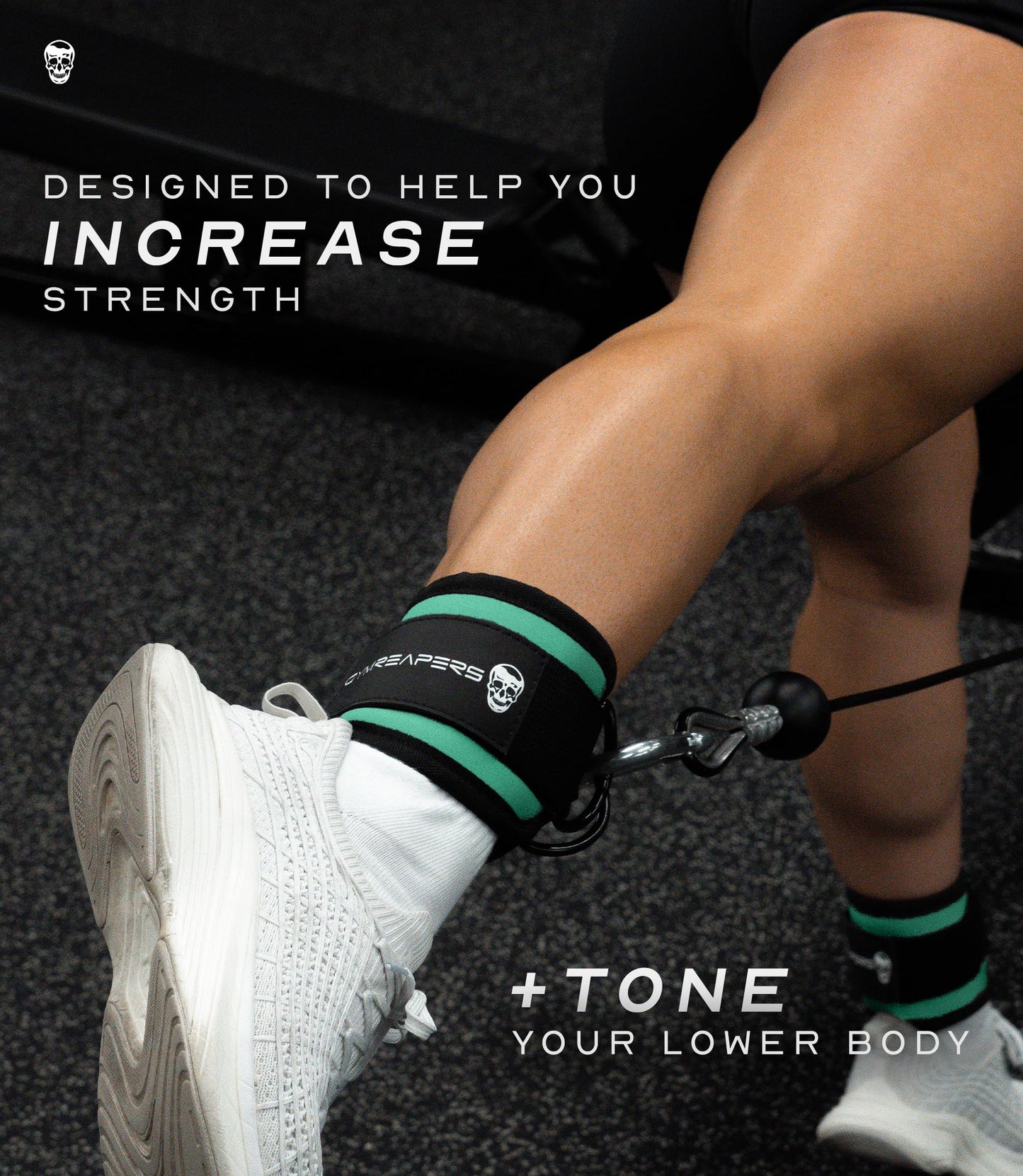 Gymreapers Ankle Strap (Single) For Cable Machine Kickbacks, Glute Workouts, Lower Body Exercises - Adjustable Leg Strap with Neoprene Padding (Mint, Single)