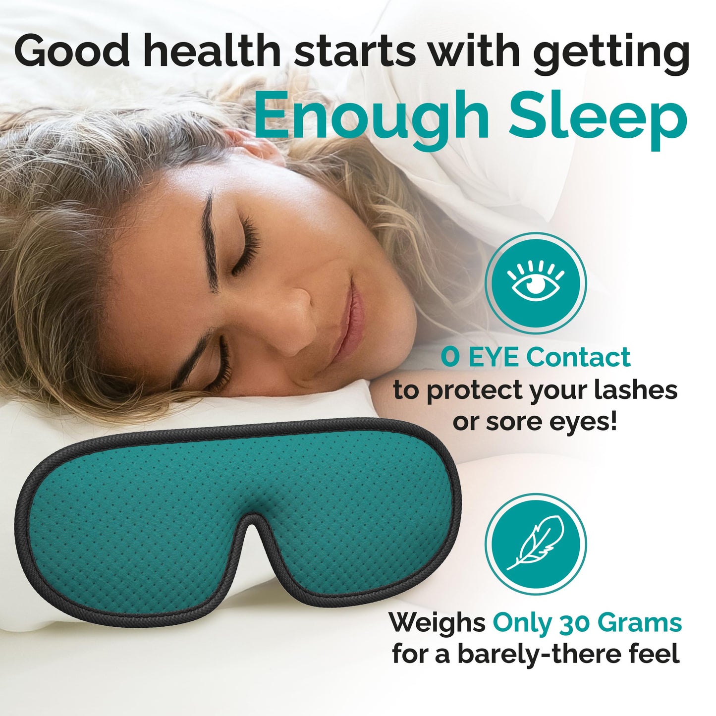 Medi Grade Cotton Sleep Mask with 3D Eye Memory Foam - Travel Sleeping Mask for Women and Men with 2 Ear Plugs and Storage Bag - Blackout Light Blocking