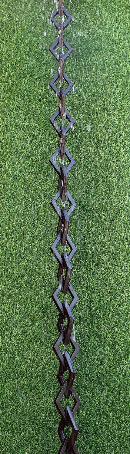 KAM Home Diamond Links Rain Chain with Installation Kit (Brown, 12)