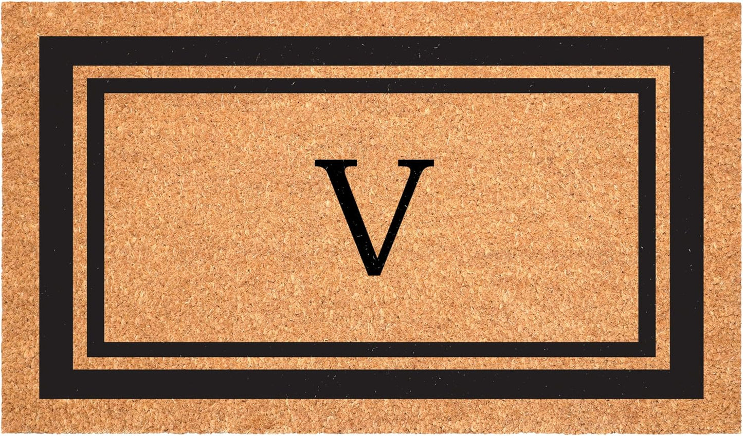 Calloway Mills 152963048V Black Border 30" x 48" Monogram Doormat Letter (V)