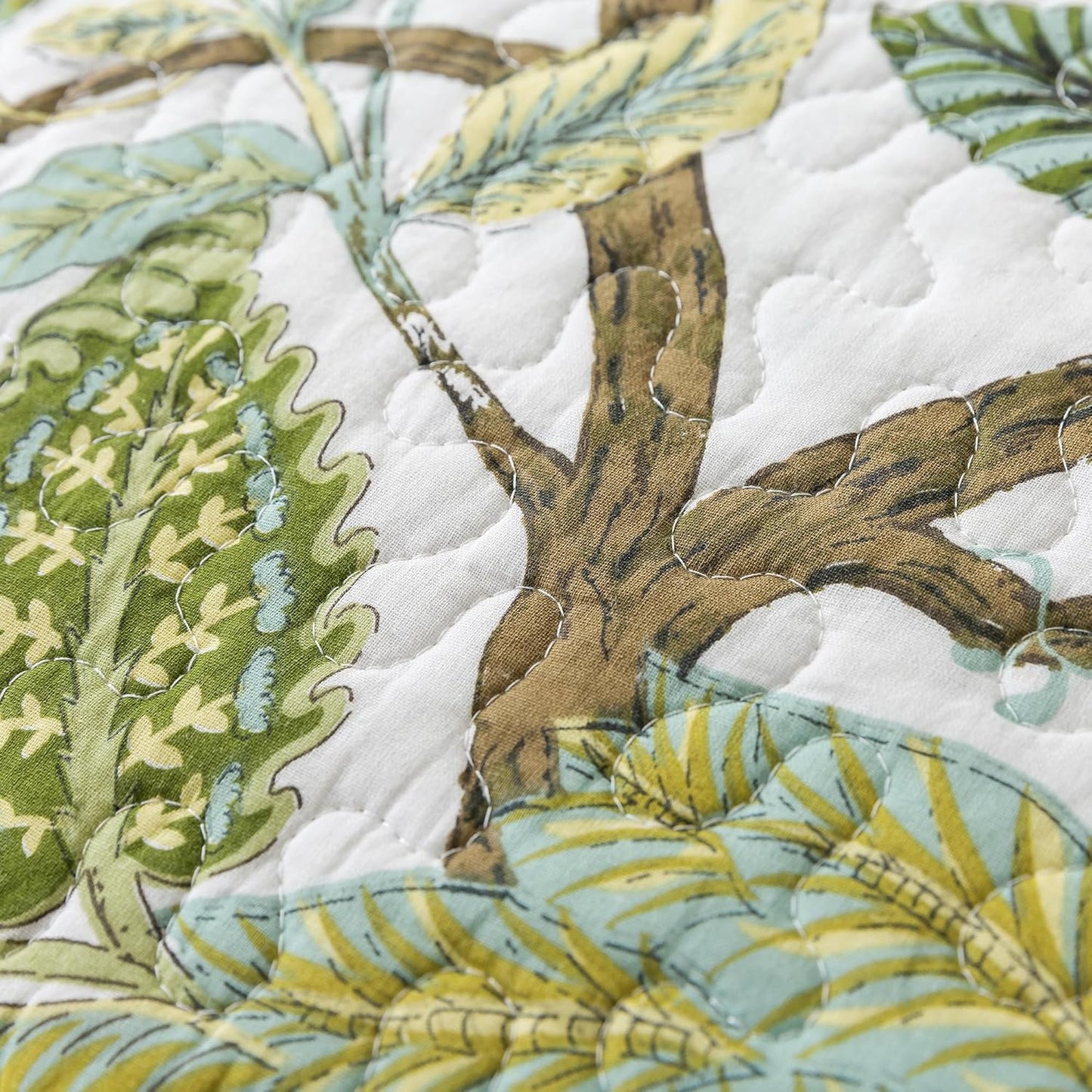 NEWLAKE Cotton Bedspread Quilt Sets - Reversible Patchwork Coverlet Set, Floral Vine Pattern, King Size