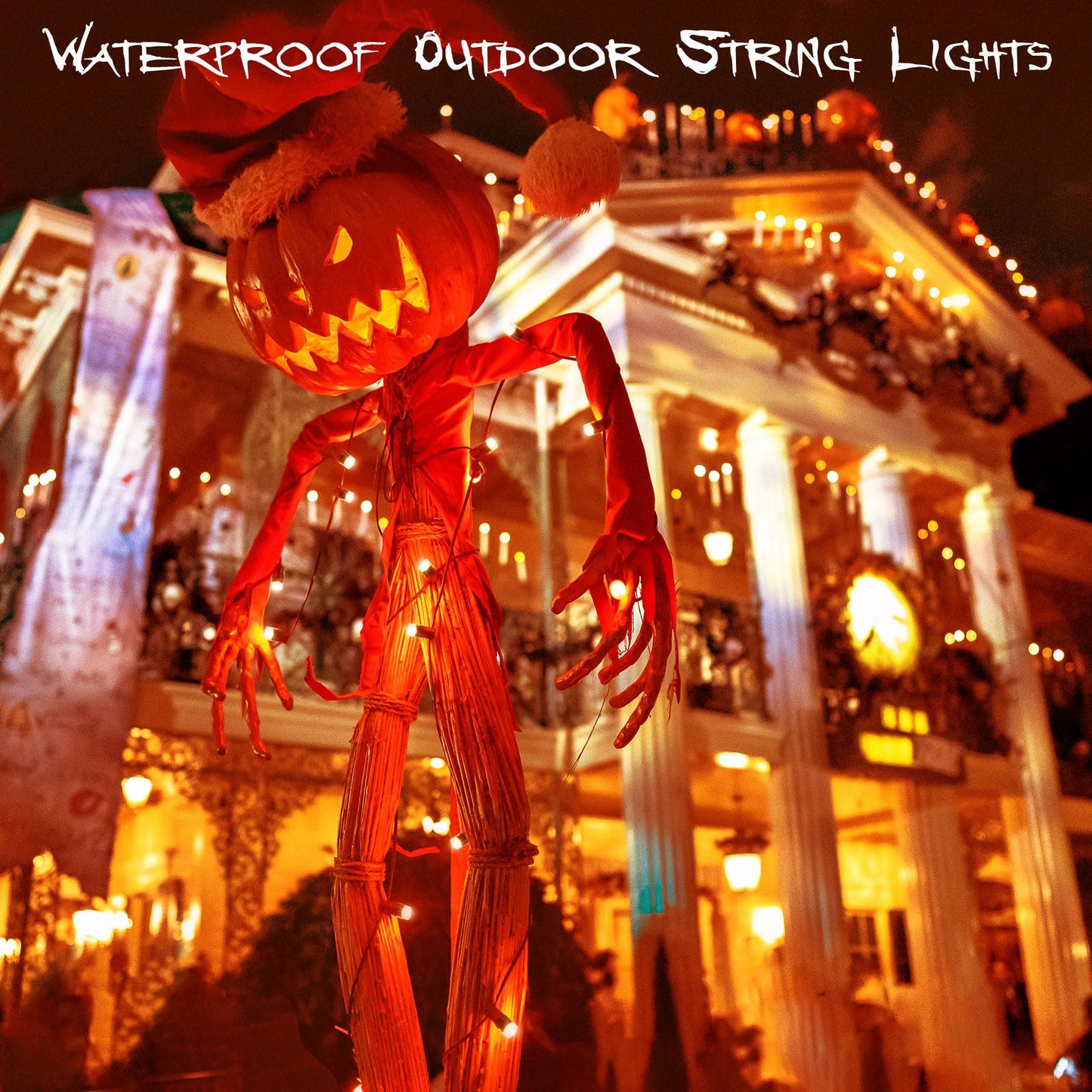 Techip Halloween Lights Orange String Lights Outdoor Indoor Waterproof 300Led Incandescent Mini String Lights 108Ft Halloween Decorations For Tree Garden Party Carnival Thanksgiving Christmas Decor