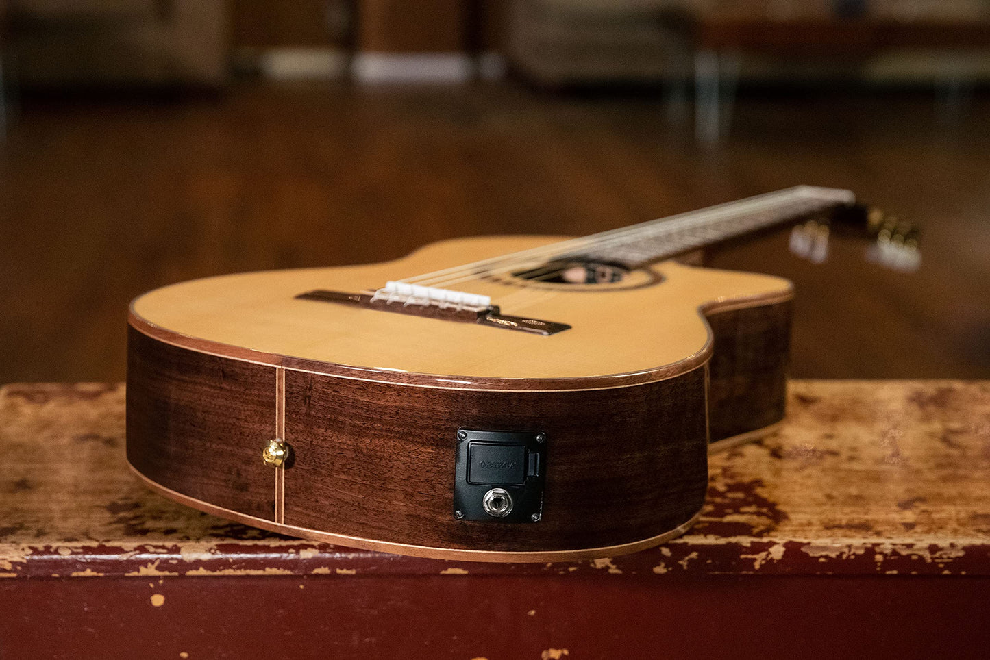 Ortega Guitars 6 String Performer Series Solid Top Slim Neck Acoustic-Electric Nylon Classical Guitar W/Bag, Right (Rce158Sn)