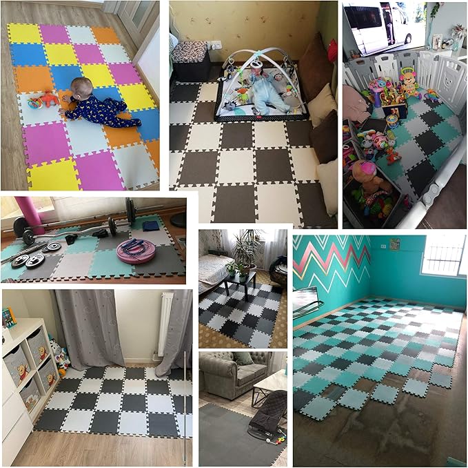 YIMINYUER® 20 Tiles (30cm×30cm×1cm Each Tile) Baby Soft Puzzle Play Mats, Kids Thick EVA Foam Floor, Toddlers & Children's Soft Interlocking Mat R01R03R12G301020