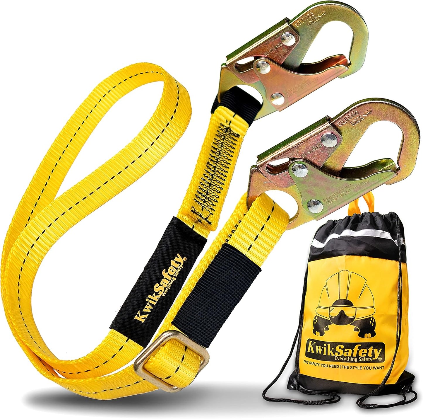 KwikSafety Positioning Lanyard - 4' to 6' Adjustable, No Shock Absorber, ANSI/OSHA Rated for Tree Climbing, Roof Work, Safety Harnesses - Copperhead