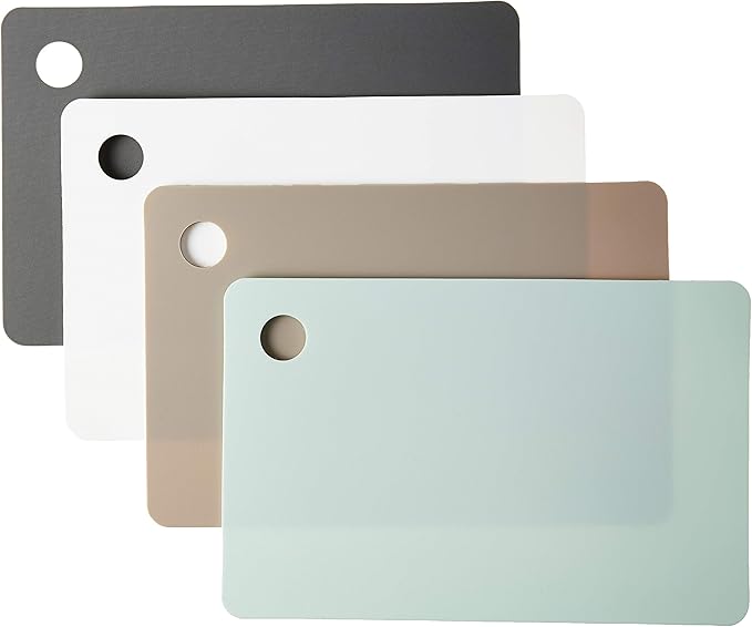 Tovolo Small Flexible Cutting Board Mats For Slicing, Cutting, Chopping & Food Meal Prep, Set of 4, Assorted (61-33597)