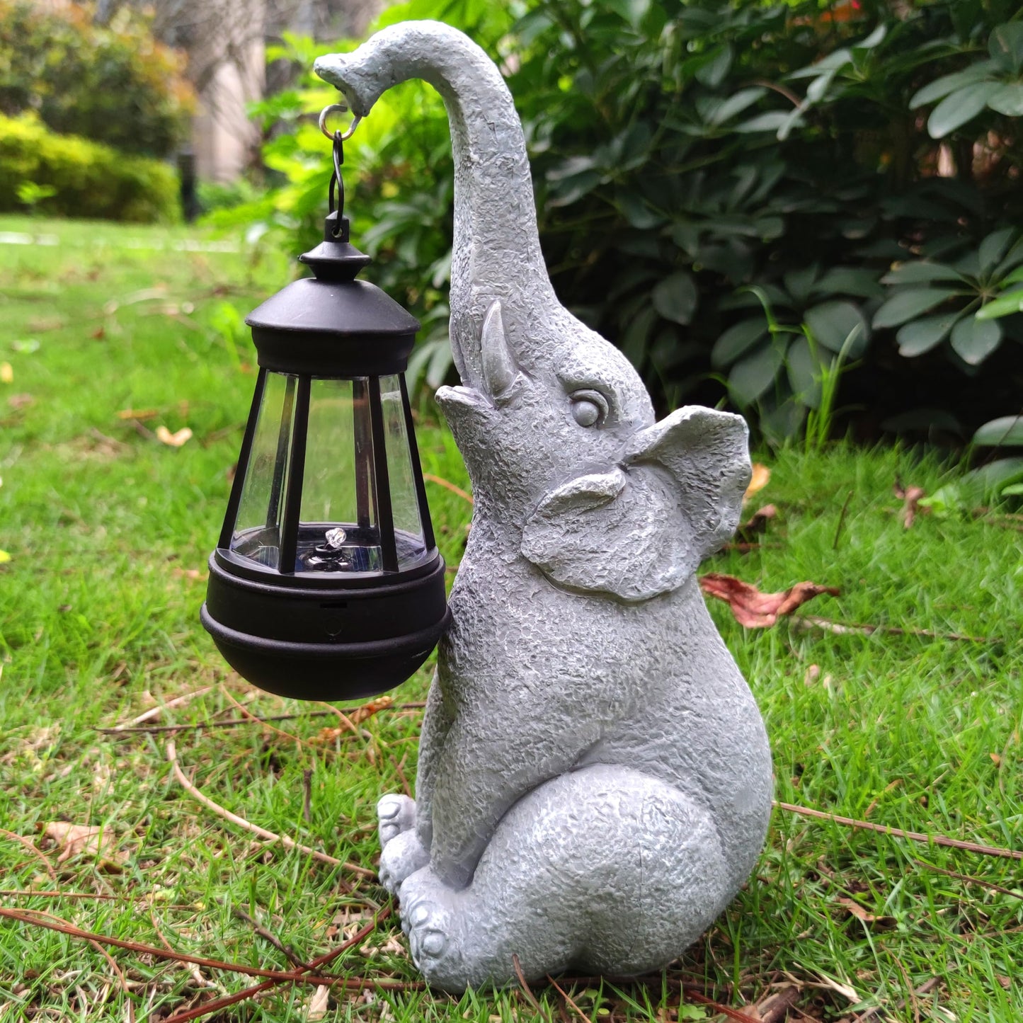 Vioyouns Elephant Solar Garden Statues Resin Elephant Figurine Decorations With Solar Lights Lantern  Outdoor Garden Decor Art For Lawn Yard  Unique Housewarming Gift For Garden Home
