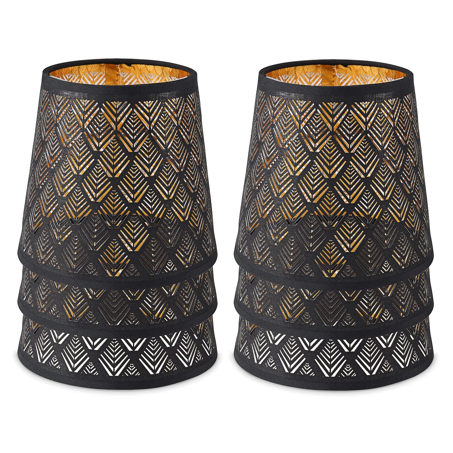 YISUN Chandelier Shades, Crystal Clip On Lamp Shade, Black, Set of 6, Model DF-LCZD10-DKA, Cloth and PVC Material
