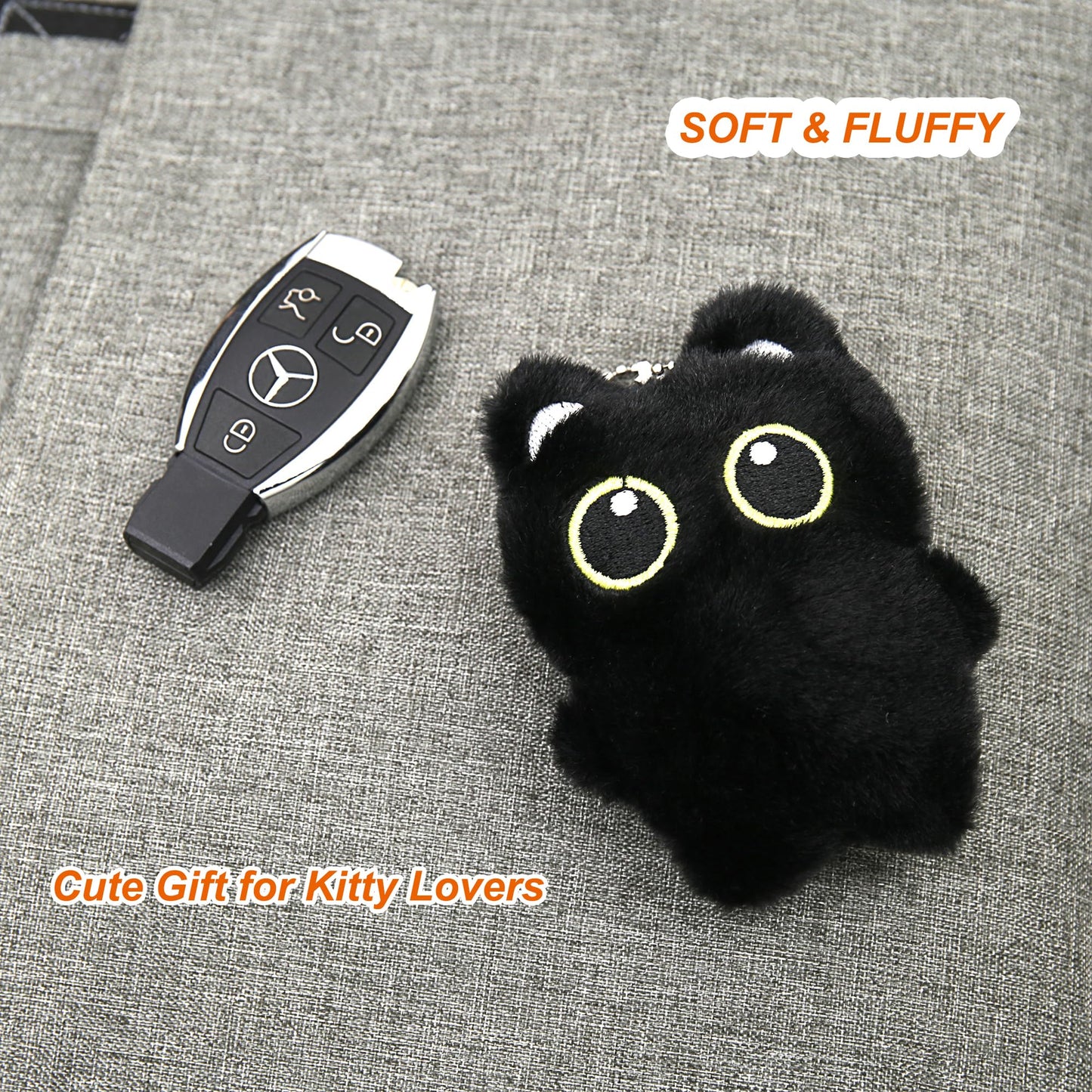 Zitokin Cute Black Cat Plush Keychain, Kawaii Keychain Accessories Bag Charms for Handbags Backpack Gifts for Cat Lovers (4 inches)