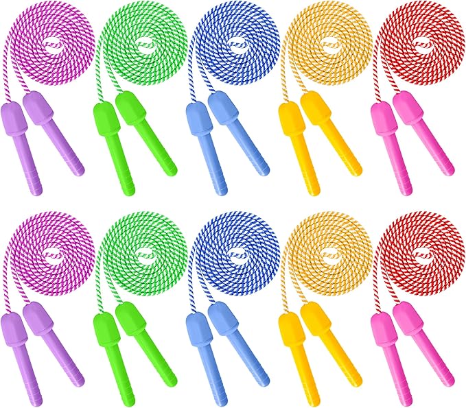 ZATAYE Kids Jump Rope, Colorful Nylon Skipping Ropes for Children, 7.78FT Adjustable Length, 5.51IN Handles, Lightweight S...