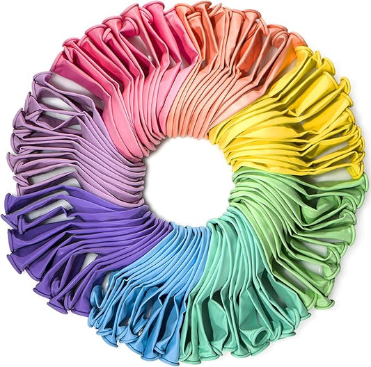 WinkyBoom Pastel Balloons Assorted Color 12 Inch 100 Pack Unicorn Birthday Rainbow Party Decoration Latex Balloons