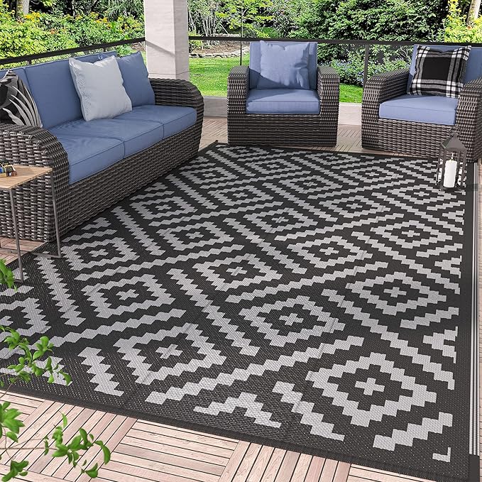 GENIMO Outdoor Rug for Patio Clearance,5'x8' Waterproof Mat,Reversible Plastic Camping Rugs,Rv,Porch,Deck,Camper,Balcony,B...