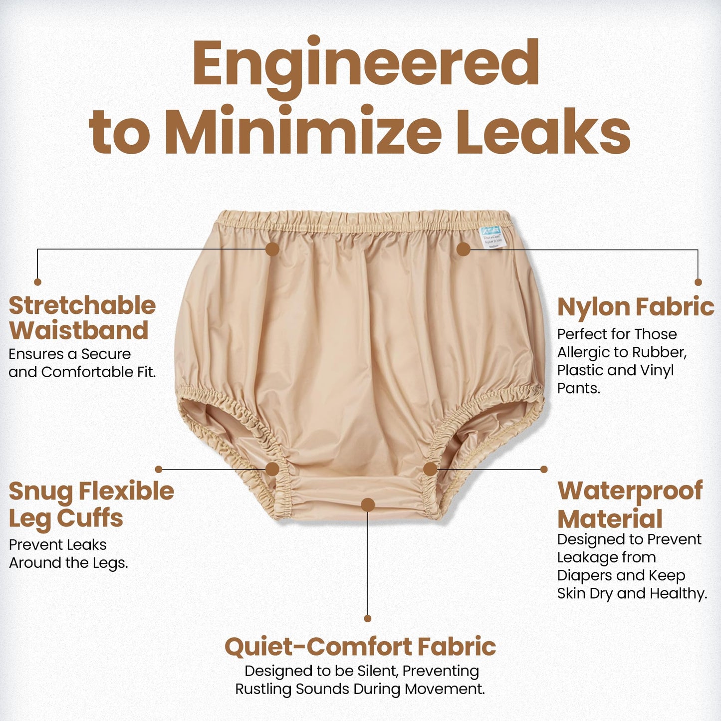 Incontinence Leak-Protection, Washable Pull-On Cover Pant, Advanced Duralite-Cool-Lightweight-Durable- Kleinert's (Beige, X-Large)