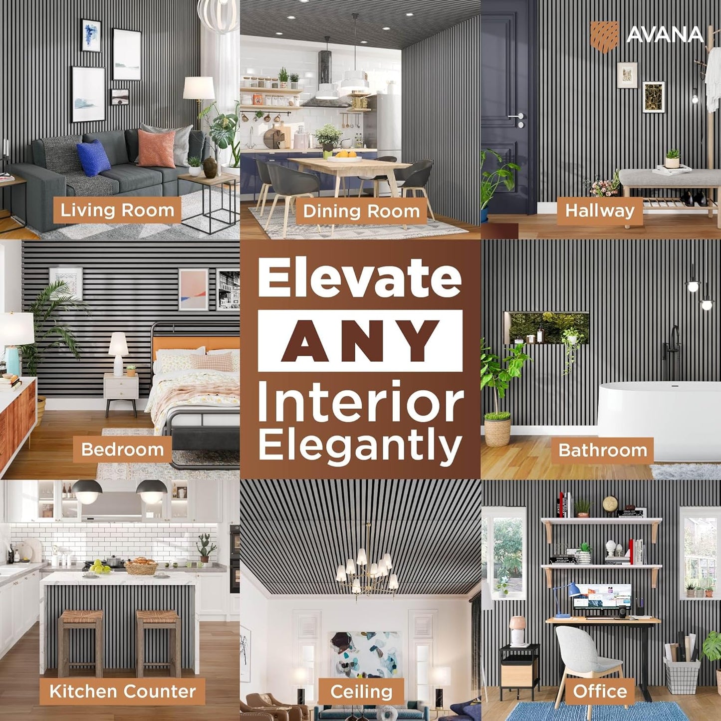 Avana Modern Acoustic Wood Wall Panels – 47.2 X 12.6 Inch Gray Oak Acoustic Panels 1 PC – Wall Panels for Interior Wall Decor For Homes, Offices, Studios – Sturdy And Durable Wood Panels for Wall