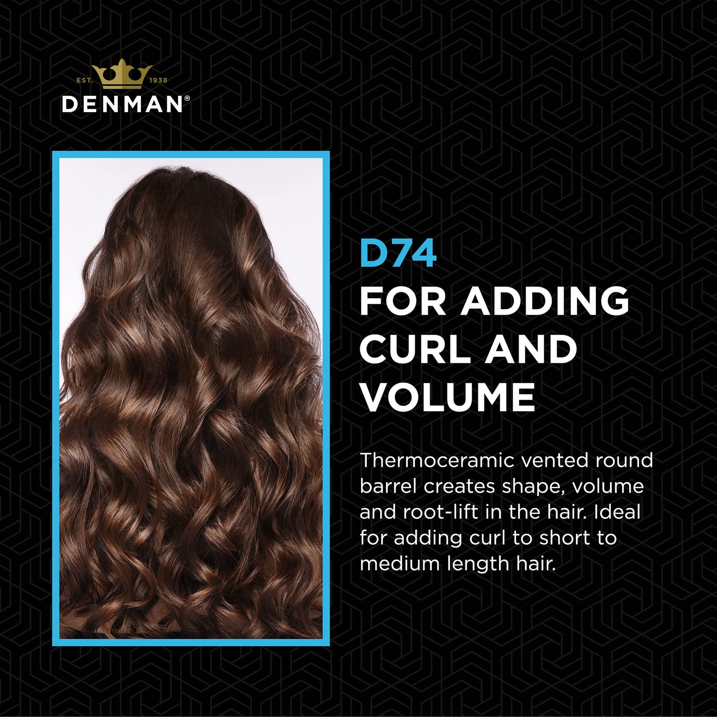 Denman (Small) Thermo Ceramic Hourglass Hot Curl Brush - Hair Curling Brush for Blow-Drying, Straightening, Defined Curls, Volum