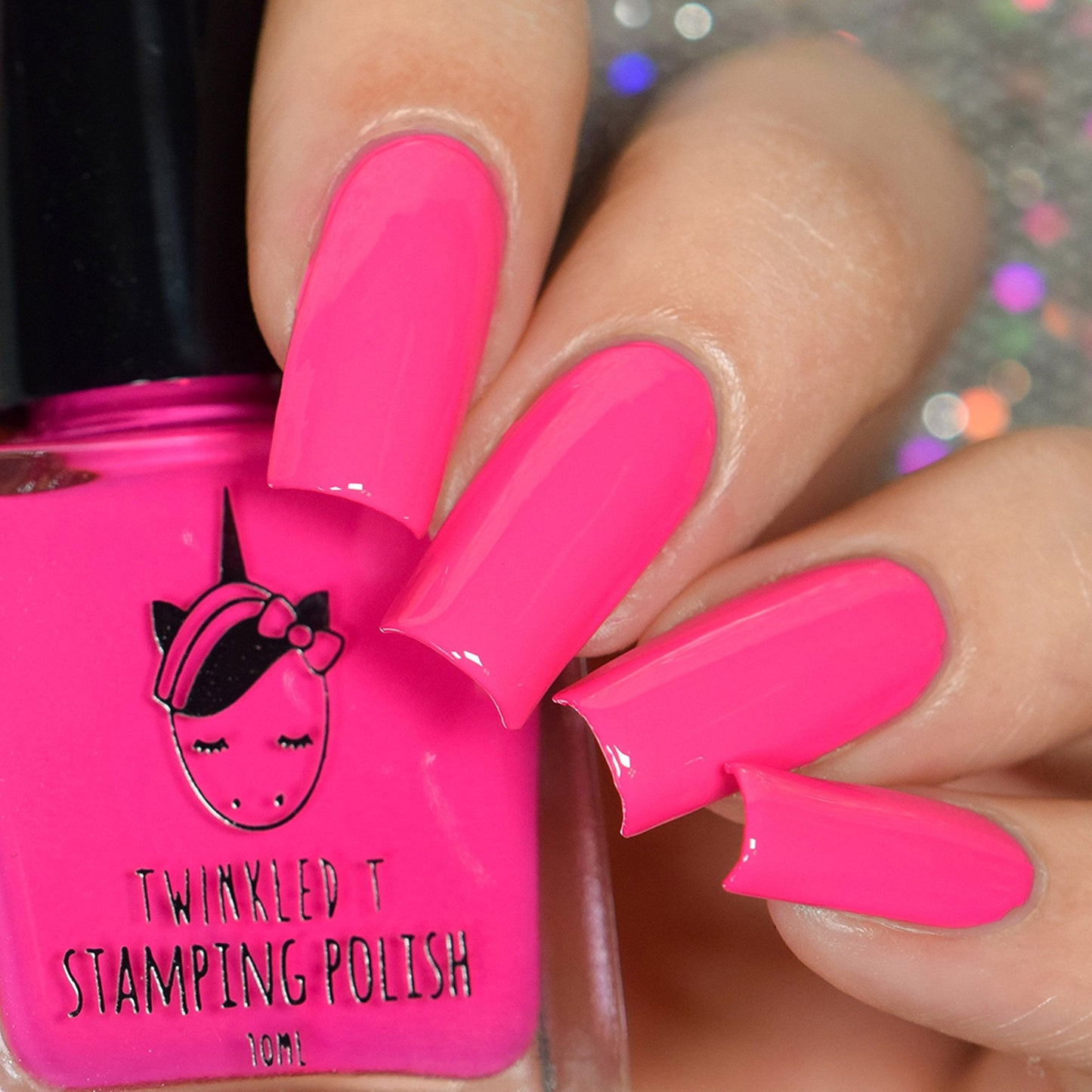 Twinkled T Bothered Hot Pink Stamping Polish