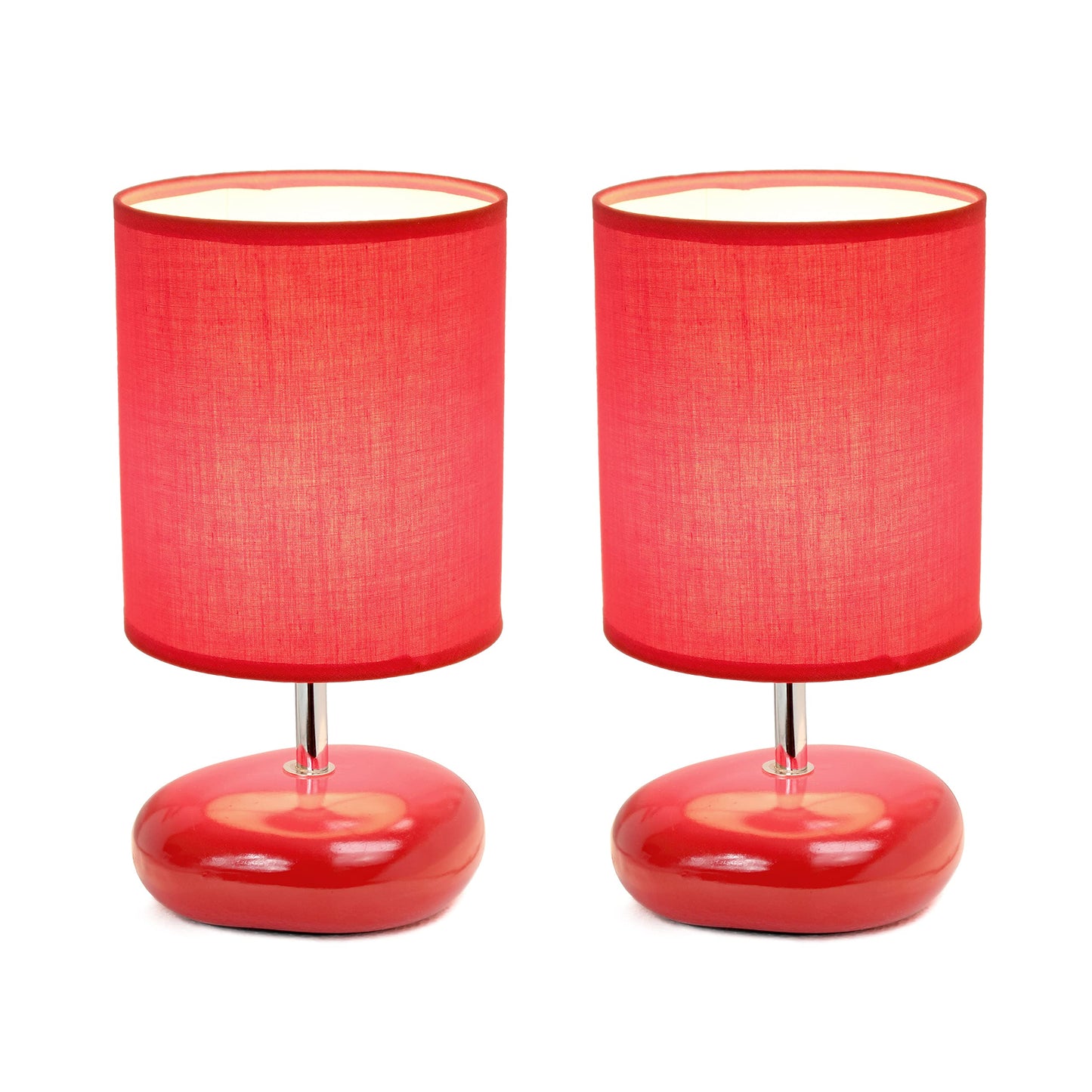Simple Designs Lt2005-Red-2Pk Ceramic Table Lamp Set, Small Size, Red, 2 Pack