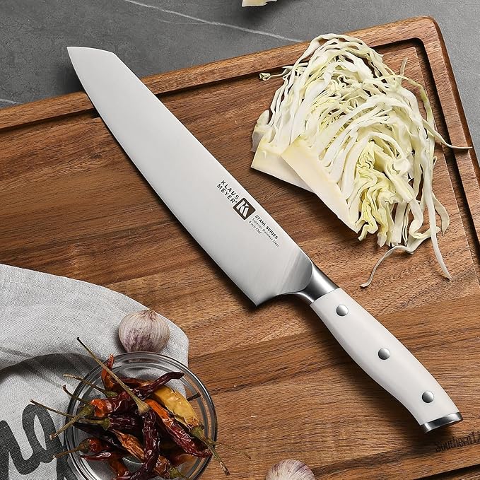 Klaus Meyer Stahl 19 Piece High Carbon Exclusive German Steel Knife Block Set (White)