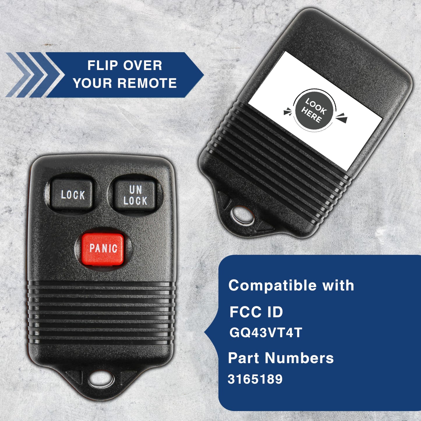 Keylessoption Key Fob Replacement For 1993 1994 1995 1996 1997 1998 Ford Lincoln Mercury Keyless Entry Remote Car Control, 3-But