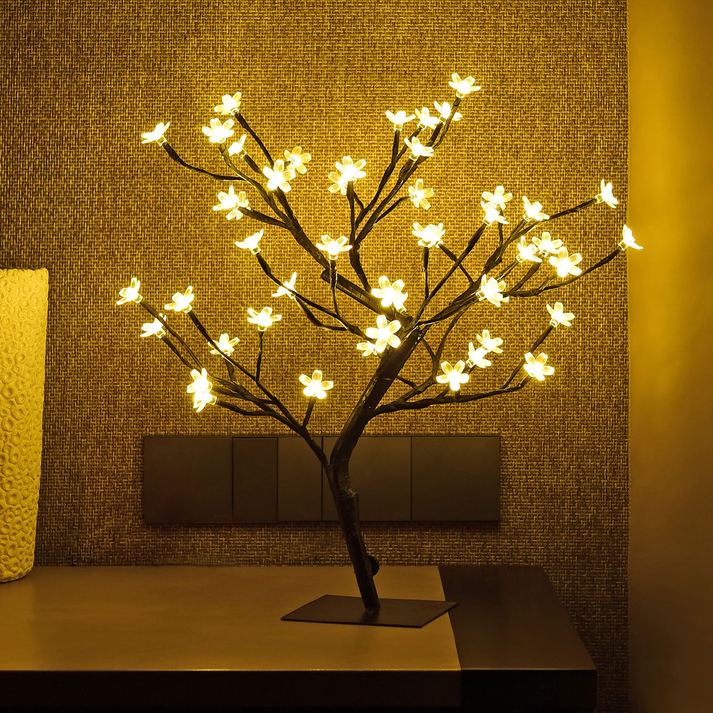 Lightshare 18 Cherry Blossom Bonsai Tree With 48 Led Warm White Lights, Metal Base, Model Zxtsd-Ww, Ideal Night Light & Home Gift