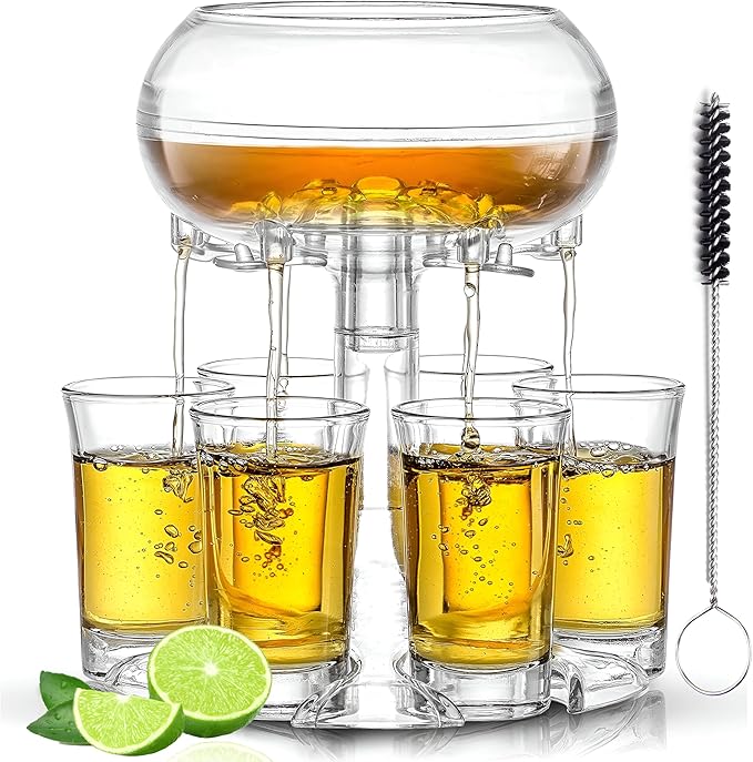 Etihub Shot Glass Dispenser And Holder - Party Drink Set For Liquor With 6 Glasses, Cool Glass Shots Game Accessories, Cut...