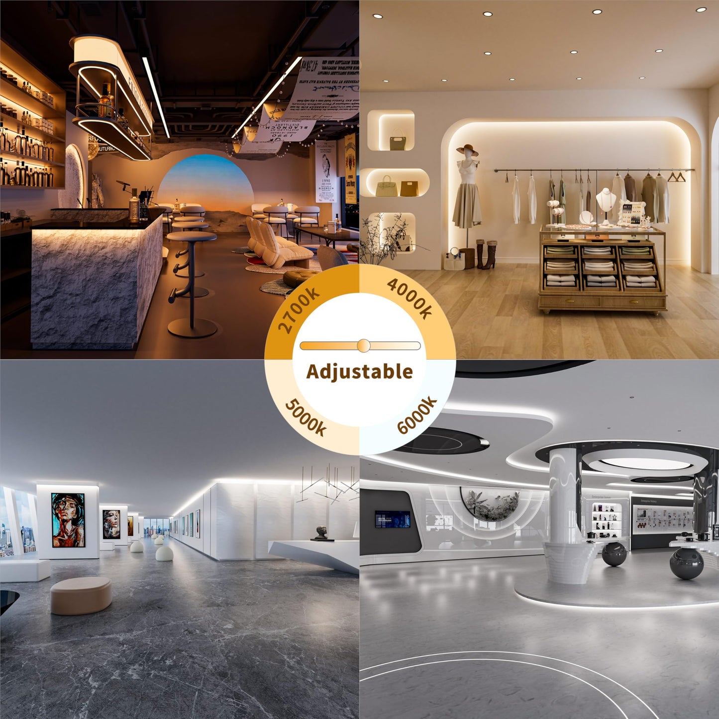 Miwise Cct Cob Led Strip Light Tunable White 20Ft/6.1M Dimmable 2700K-6500K Cri90+ 24V Led Tape Light For Under Cabinet Bedroom Kitchen Diy Lighting(Power Supply & Controller Not Included)