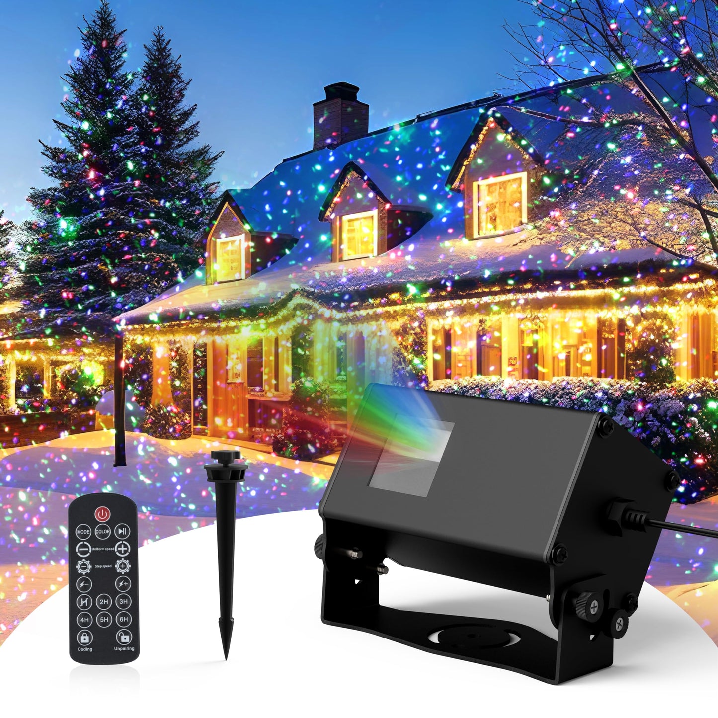 Star Laser Light Projector Outdoor, AIRIVO RGB 3 Colors 11 Lighting Effects Firefly Lights Projection Light, Christmas Laser Lig