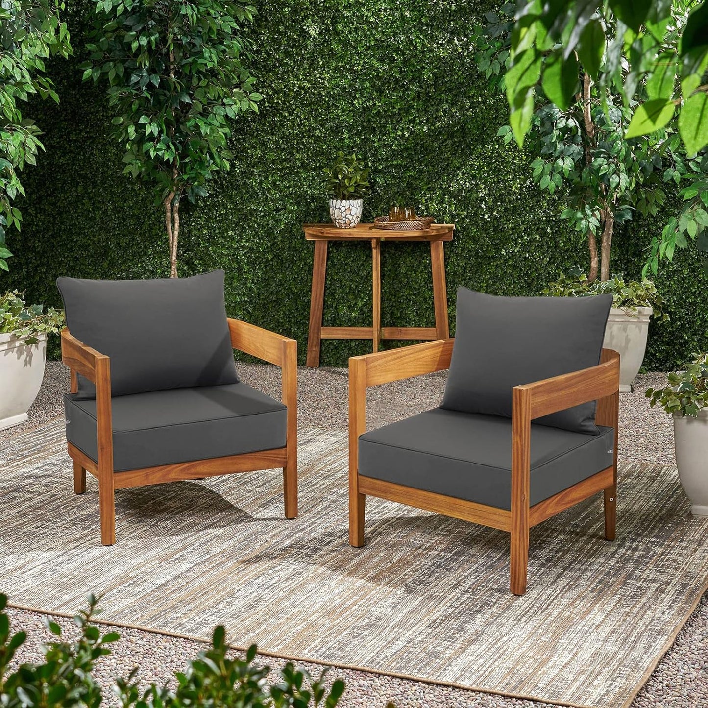 Favoyard Outdoor Seat Cushion Set 22 x 24 Inch Waterproof & Fade Resistant Patio Furniture Cushions with Removable Cover Deep Seat & Back Cushion with Handle and Adjustable Straps for Chair Sofa Couch