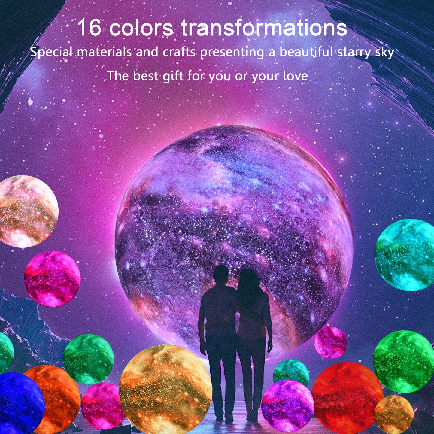 Hyodream Moon Lamp - 5.9 Rechargeable Night Light, Touch & Remote Control, 16 Colors, Multicolor, Model Rf-06082019
