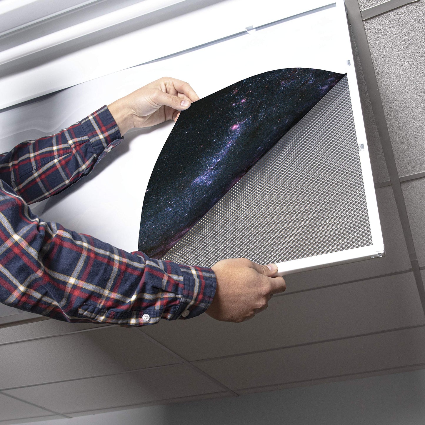 OCTO LIGHTS Fluorescent Light Cover enhanced Backlit Film Insert 2x4 (22.38inx46.5in) M83 Galaxy Model 020
