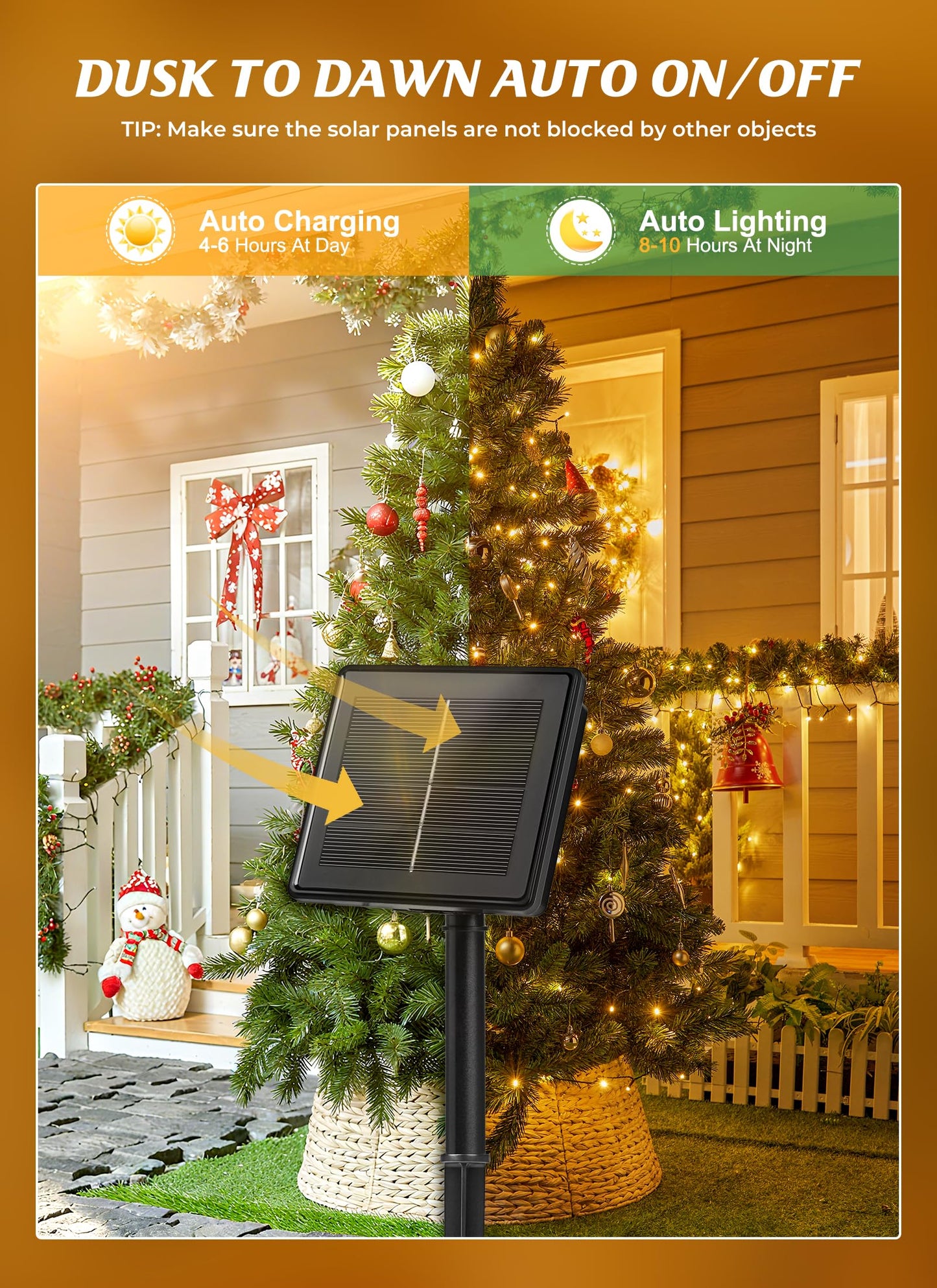 Brightown 4 Pack Solar String Lights Outdoor  Total 288Ft 800 Led Twinkle Fairy Lights Waterproof With 8 Modes Auto On/Off For Patio Tree Garden Party Home Wedding Christmas Decorations (Warm White)