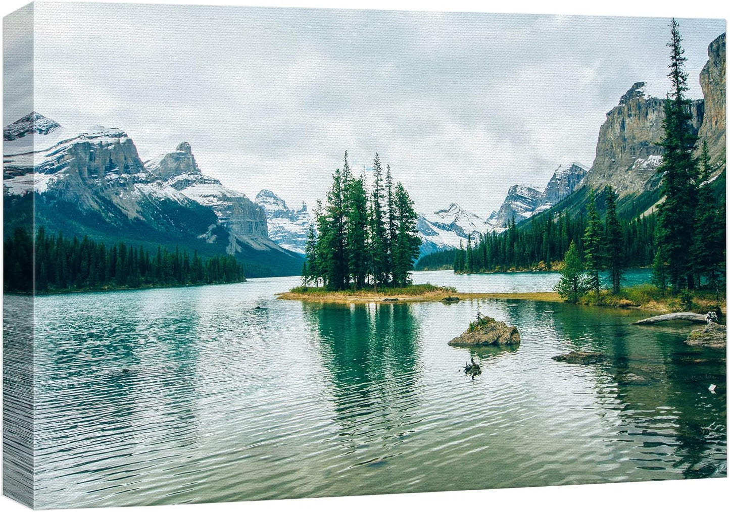 wall26 Canvas Print Wall Art Winter Pine Tree Forest Mountain Lake Nature Wilderness Photography Realism Earth Scenery Rustic Scenic Landscape Colorful for Living Room, Bedroom, Office - 12"x18"