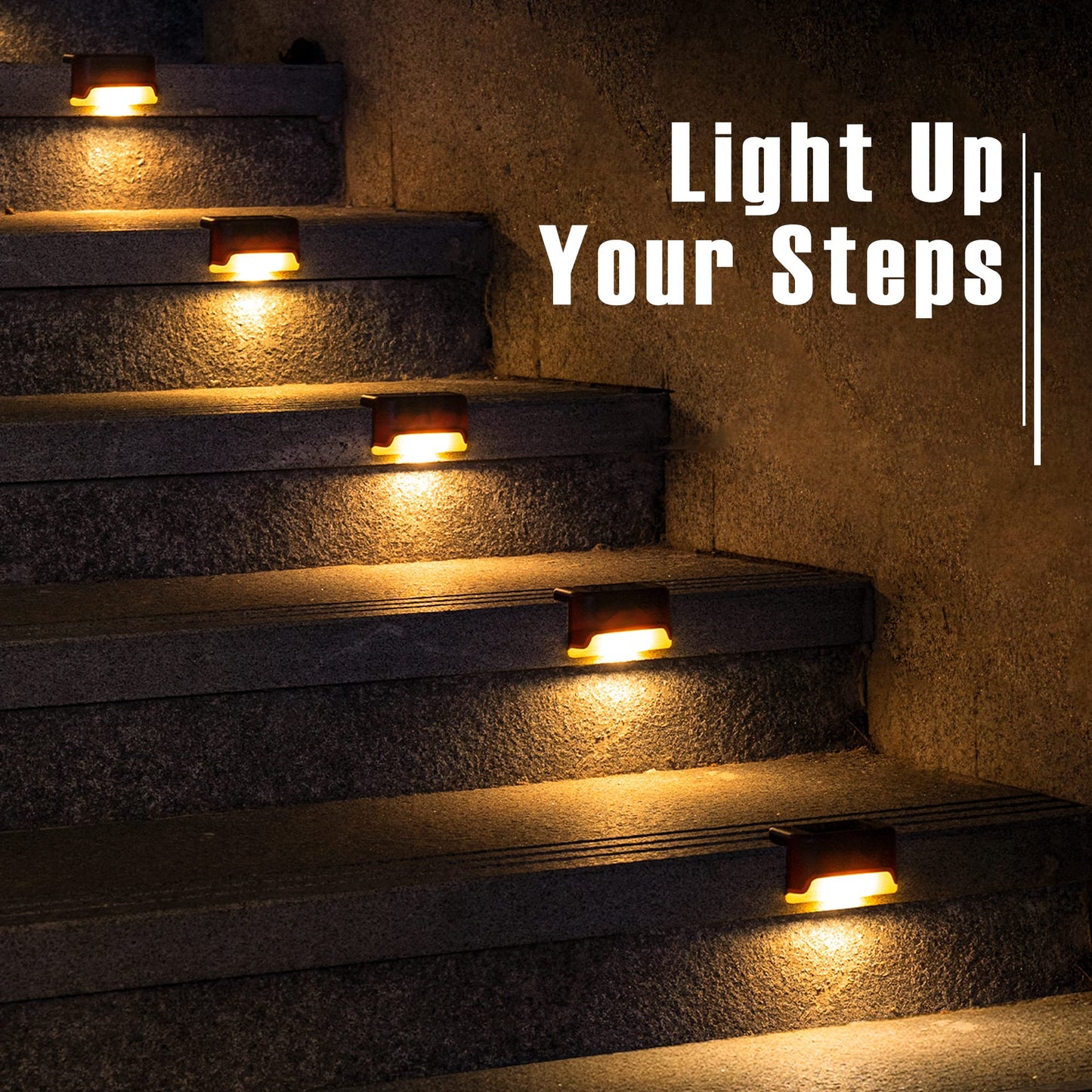 Gigalumi 20 Pack Led Solar Deck Lights - Waterproof Warm White For Outdoor Stairs, Step, Fence, Railing, Yard And Patio