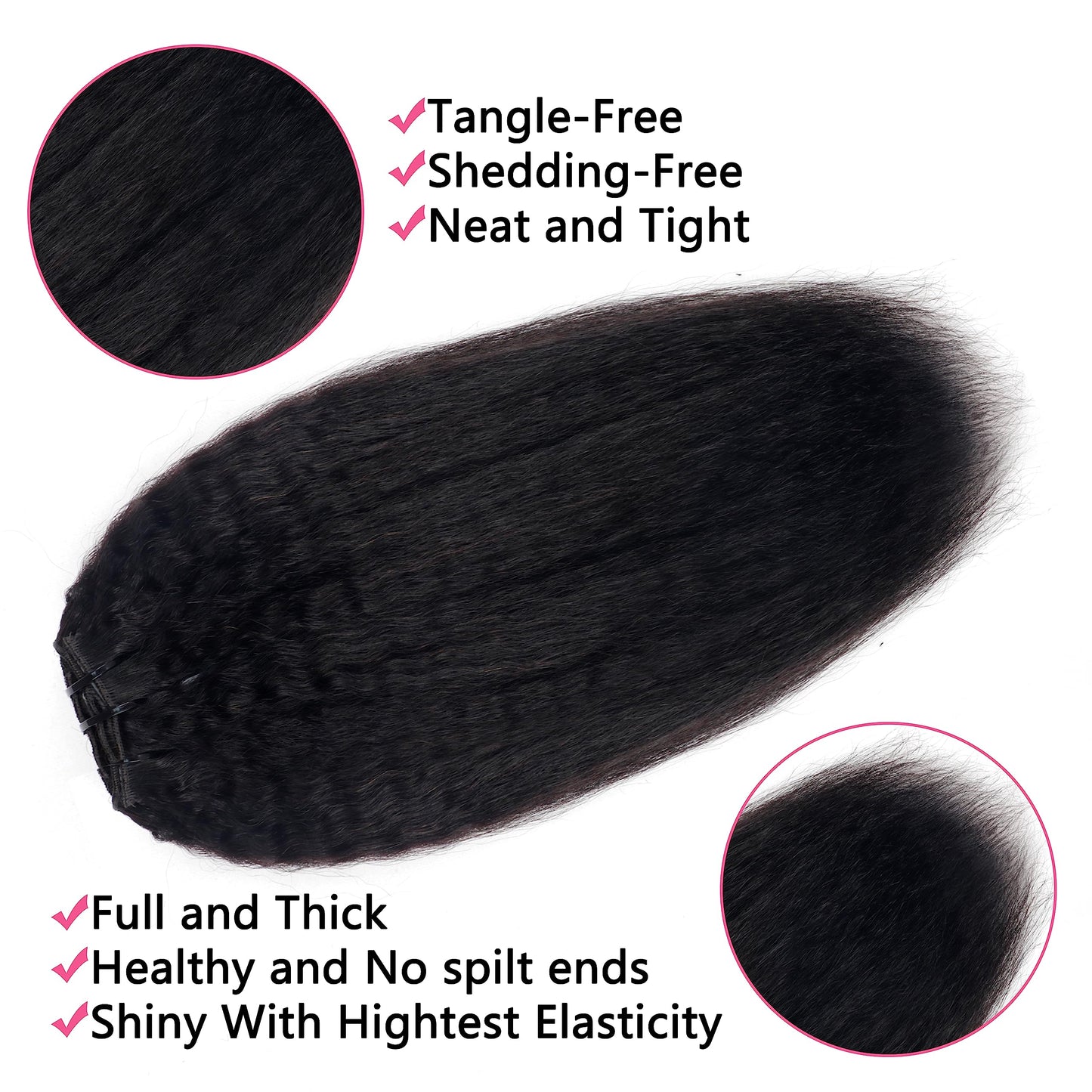 Mihugass Clip in Hair Extensions Real Human Hair Clip Ins 100% Unprocessed Brazilian Virgin Hair Clip Ins Kinky Straight Hair Cl