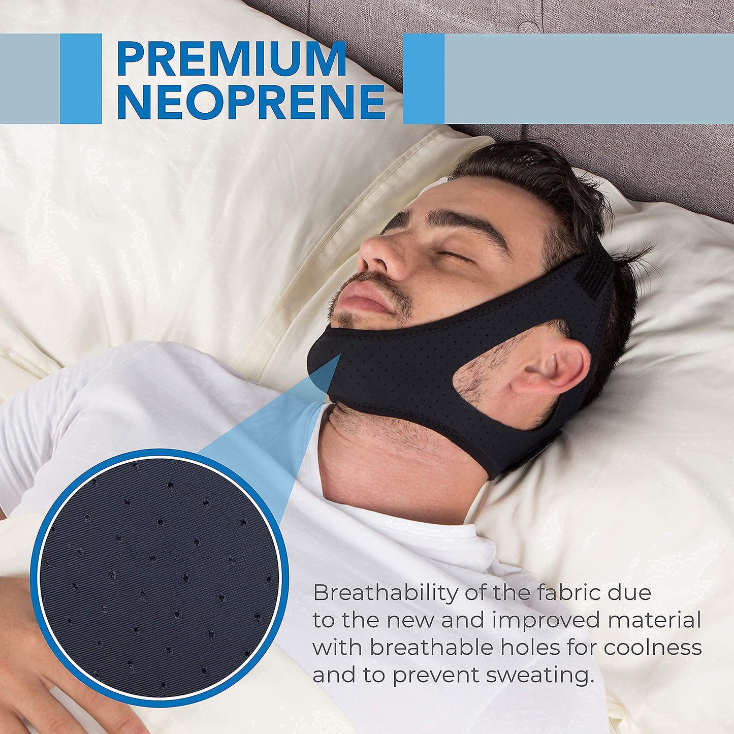 Sleep Legends Premium Anti Snoring Chin Strap for CPAP Users, & to Keep Mouth Shut & Dry! - Snore Reduction Chinstrap for Men & Women with New Adjustable Hook ‘N Loop Strap