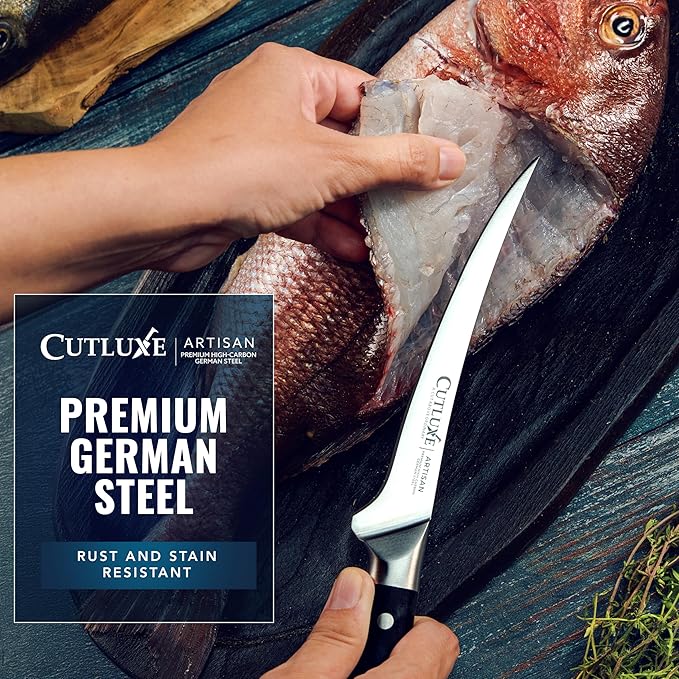 Cutluxe Boning Knife – 6" Razor Sharp Fillet Knife – High Carbon German Steel – Full Tang Ergonomic Handle Design – Artisan Series
