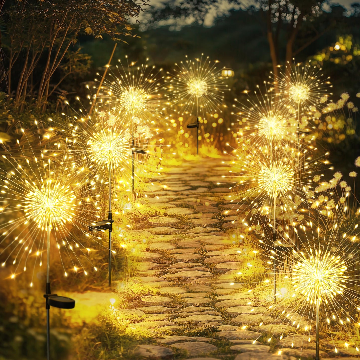 Gigalumi Solar Garden Lights 120 Led Warm White 8 Pack Outdoor Decorative Lighting For Yard Patio Flowerbed Model 9190