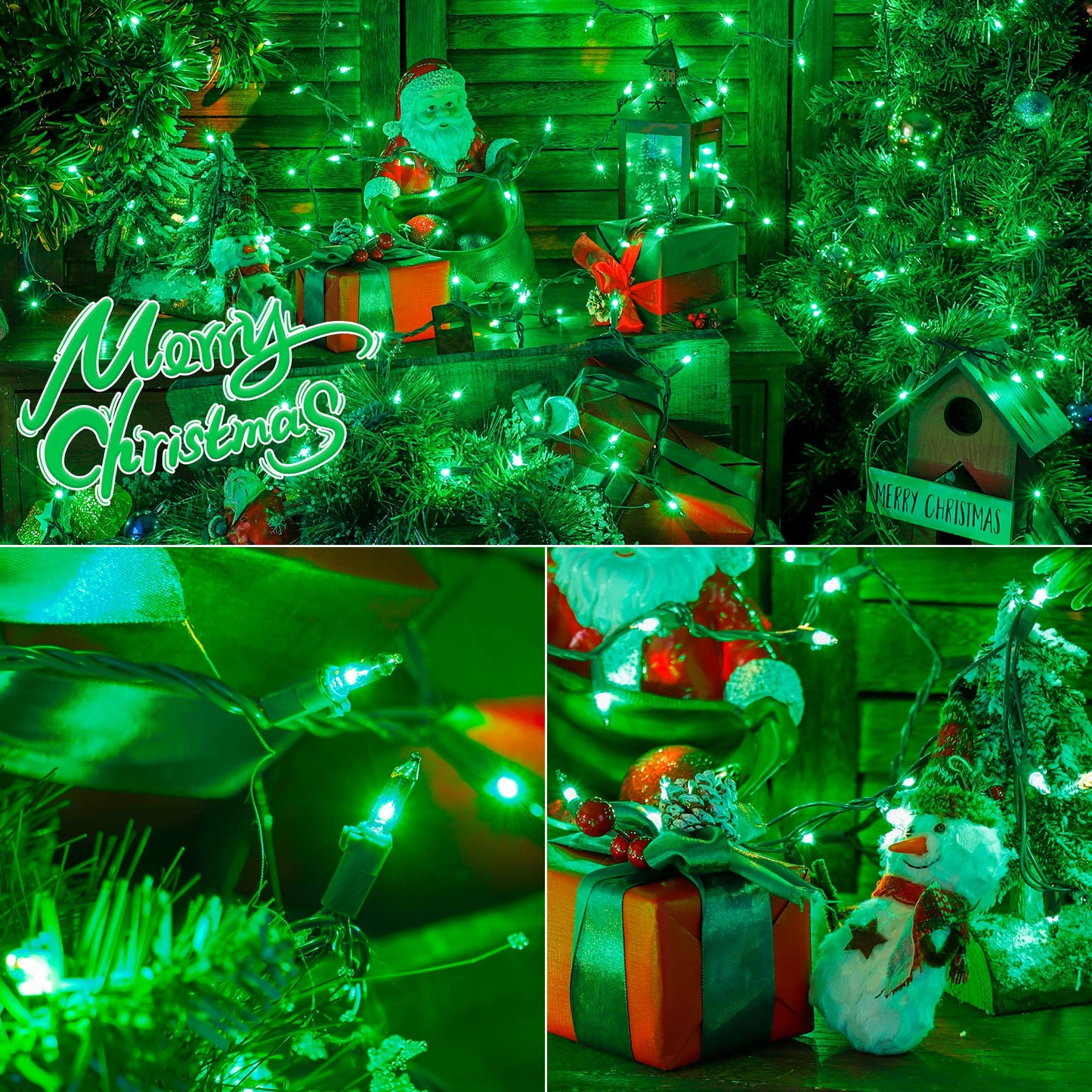 Hopolon Mini String Lights, 50 Count, 13 Feet, Incandescent, Waterproof, Green, 2PACK for Indoor/Outdoor Decor