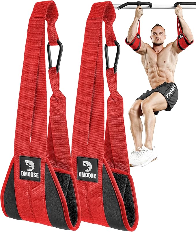 DMoose Fitness Hanging Ab Straps for Pull Up Bar & Core Strength Training - Soft Padded Exercise Straps for Ab Swing & Leg...