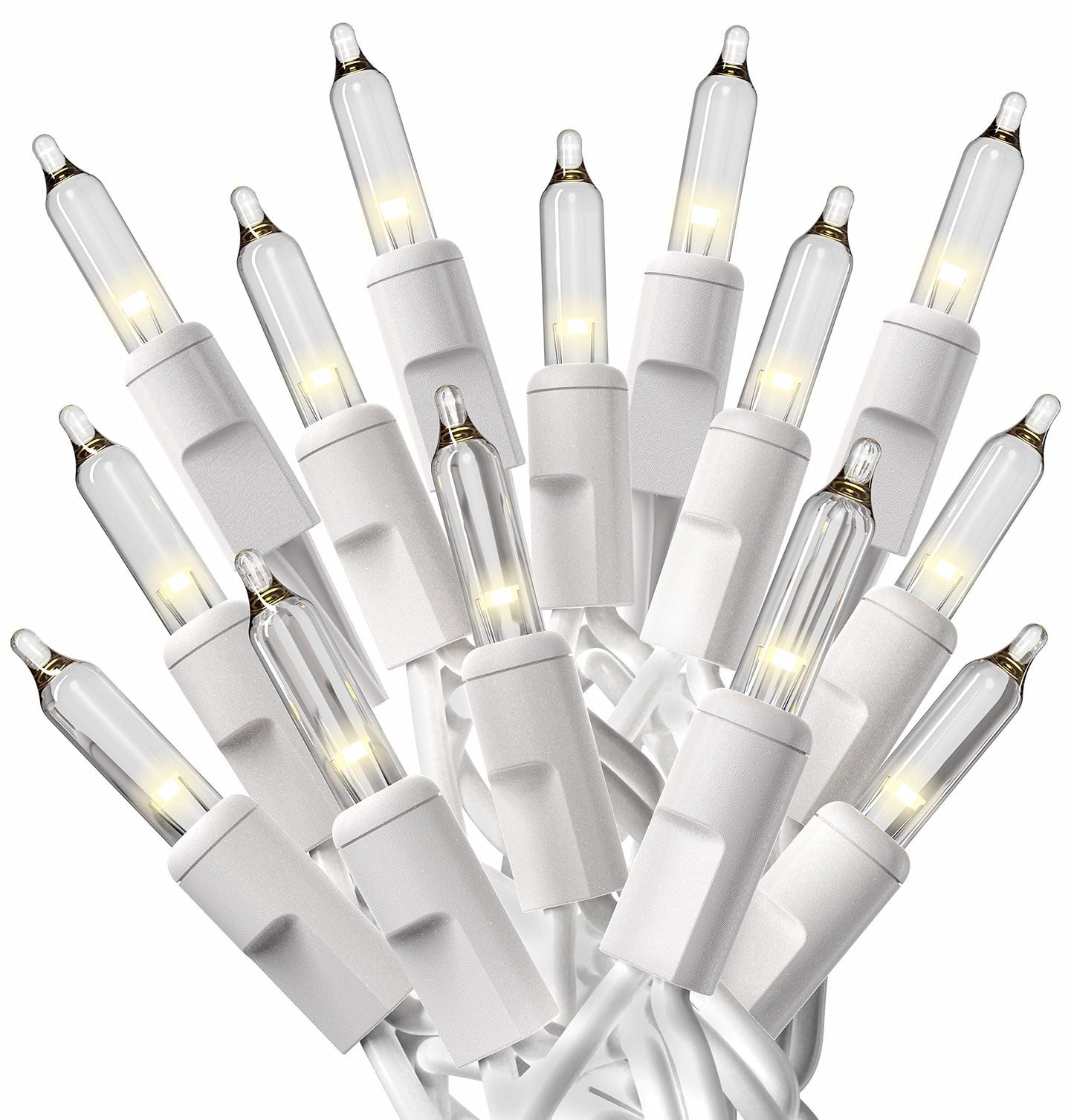 PREXTEX Christmas Lights - Clear White Indoor/Outdoor String Lights - 40 Feet, 200 Lights - Warm White Twinkle Lights