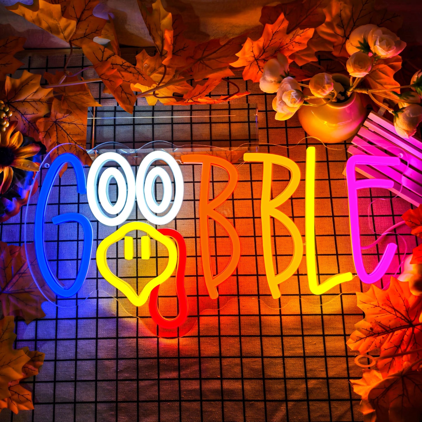 Turkey Neon Sign Thanksgiving Neon Sign For Wall Decor Dimmable Turkey Led Lights Gobble Neon Light Up Sign For Door Wall Art Window Home Party