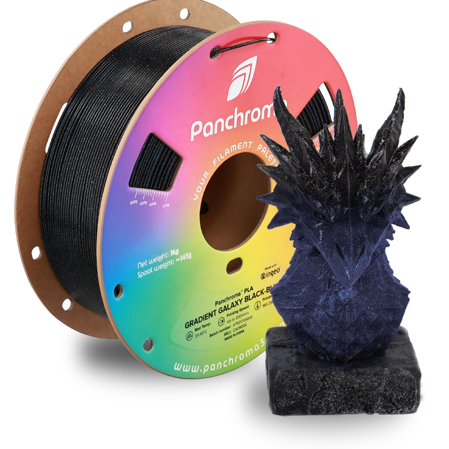Polymaker Panchroma Gradient Galaxy PLA Black-Blue 3D Printing Filament, 1.75mm 1KG, Premium Gradient PLA, Easy to Print, AMS Co