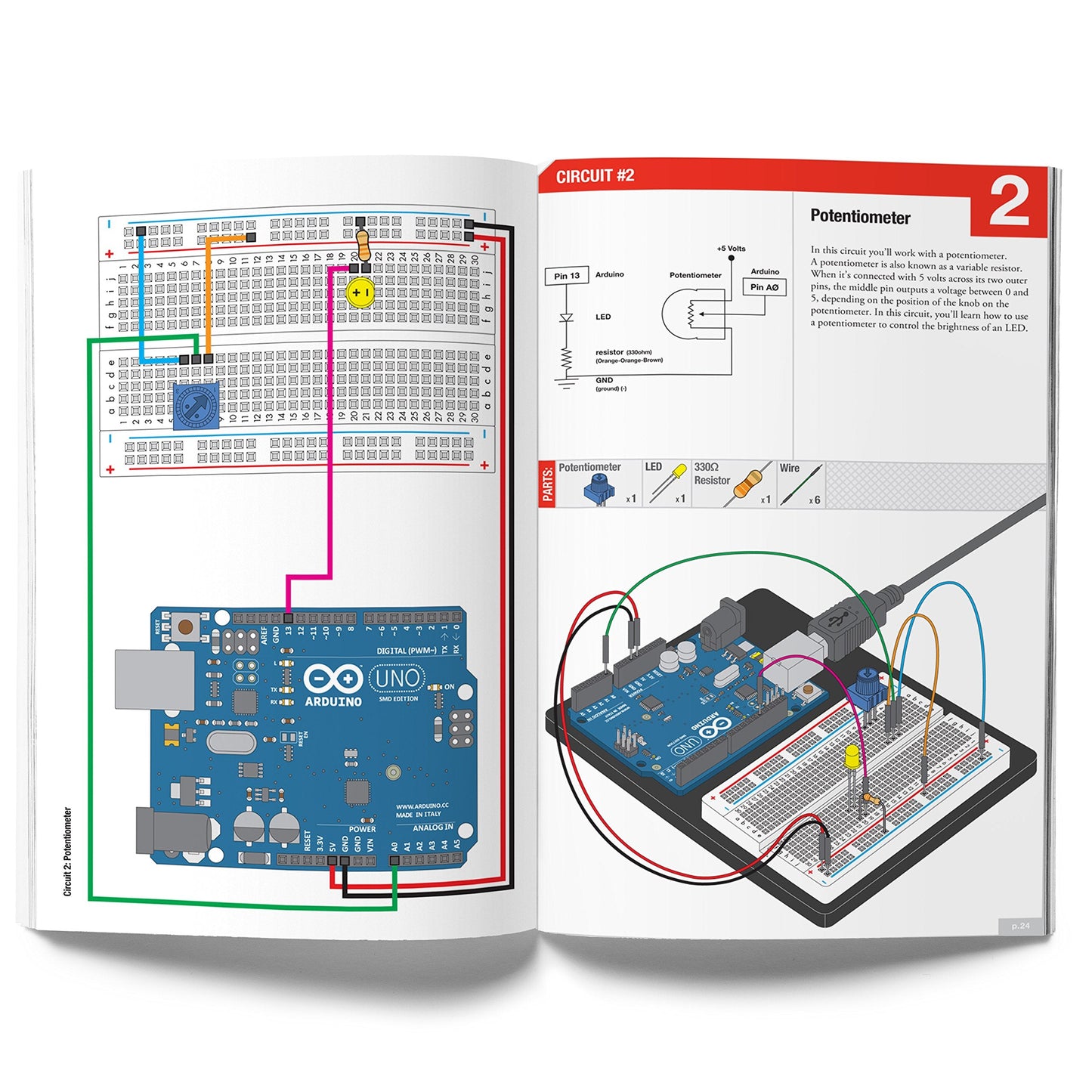 Vilros Arduino Uno Starter Kit - Includes Arduino Uno R3 Board, 190+ Electronics Components, Breadboard, Jumper Wires, DC Motor, Servo, Relay, Full-Color 72 Page Manual [190+ Pieces]